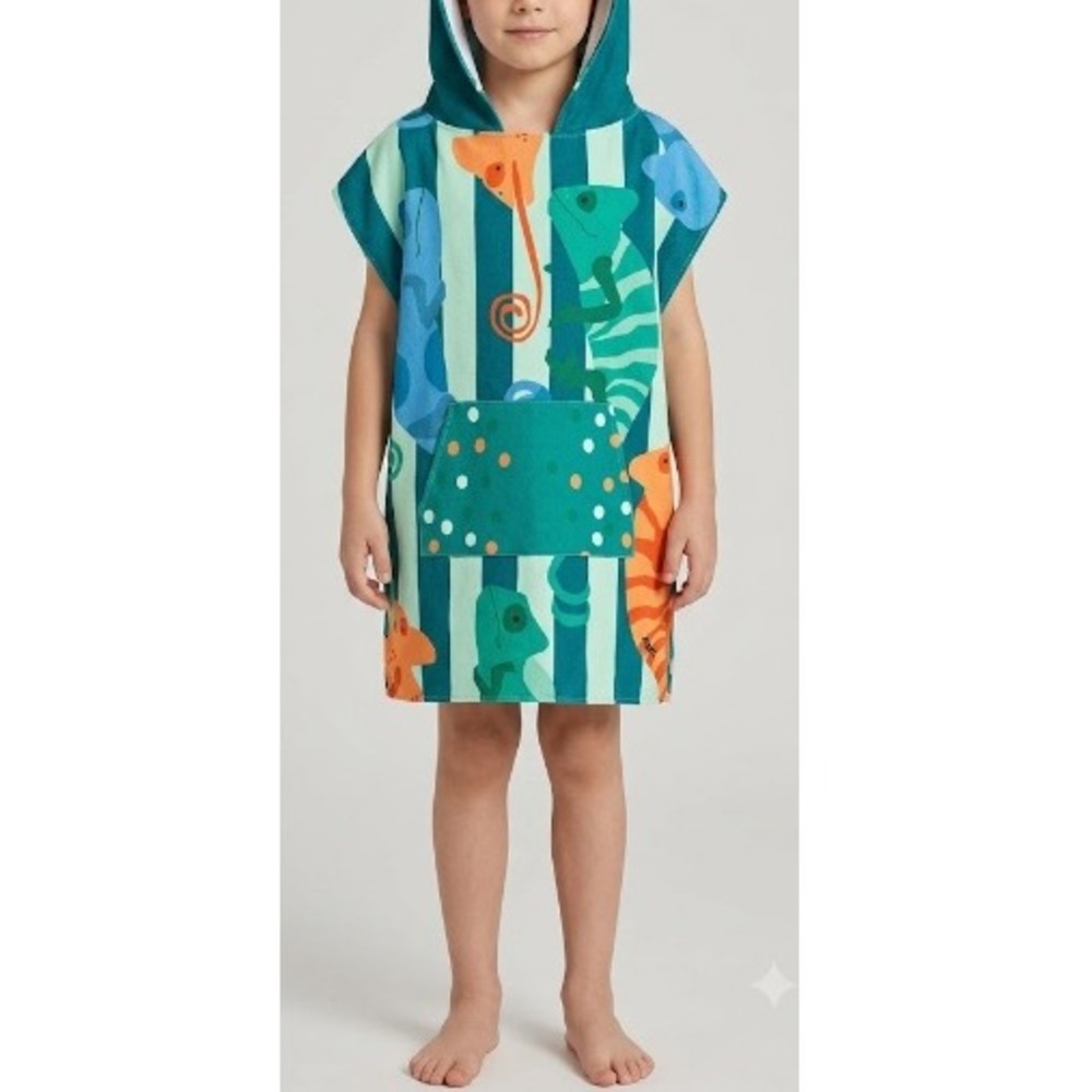 Dock & Bay Kids Karma Chameleon Print Hooded Poncho Size M(6-10Y) NWT